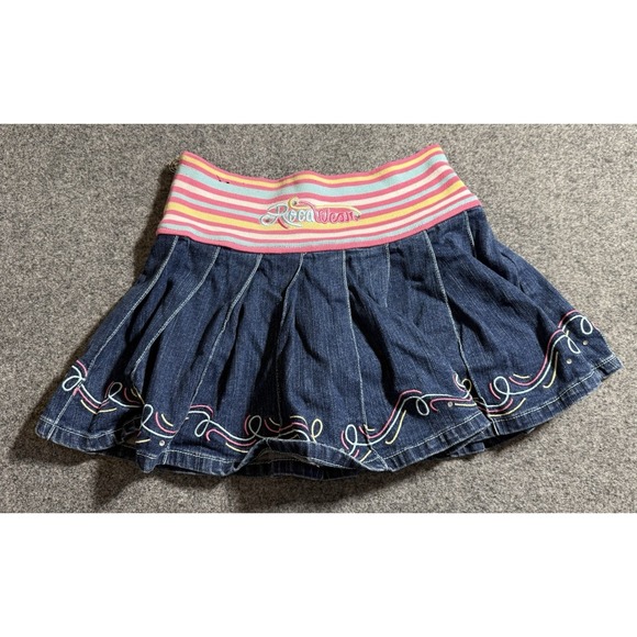 Rocawear Denim‎ Mini Skirt Women's Y2K Pleated Embroidered Sz 12 Vintage - Picture 2 of 10